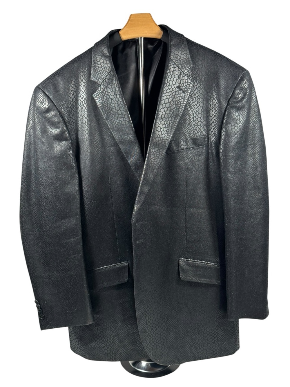 Angelino Snakeskin Blazer Black Metallic Python Print Jacket Mens